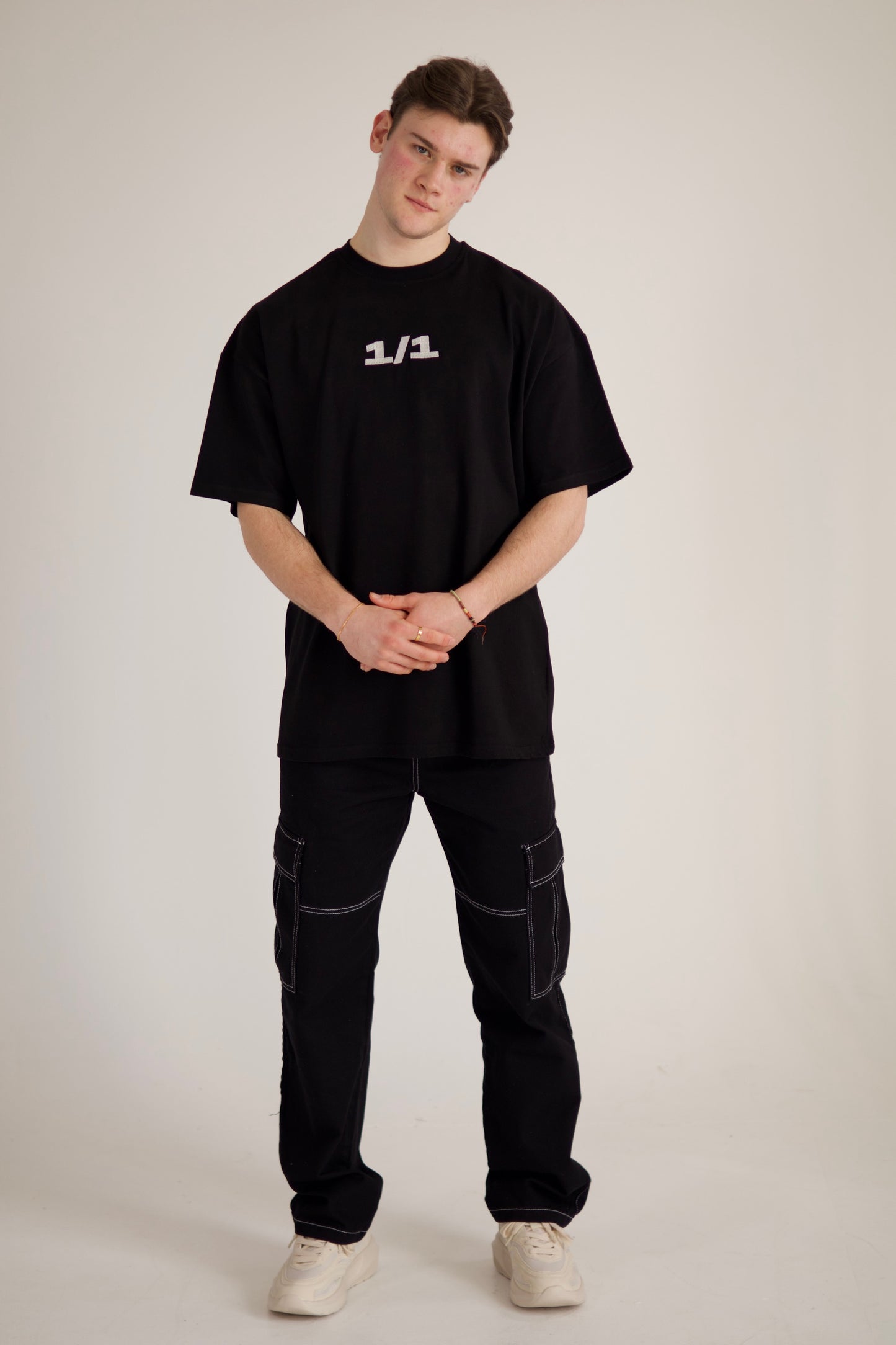 Contrast Collection Oversized Black Tee