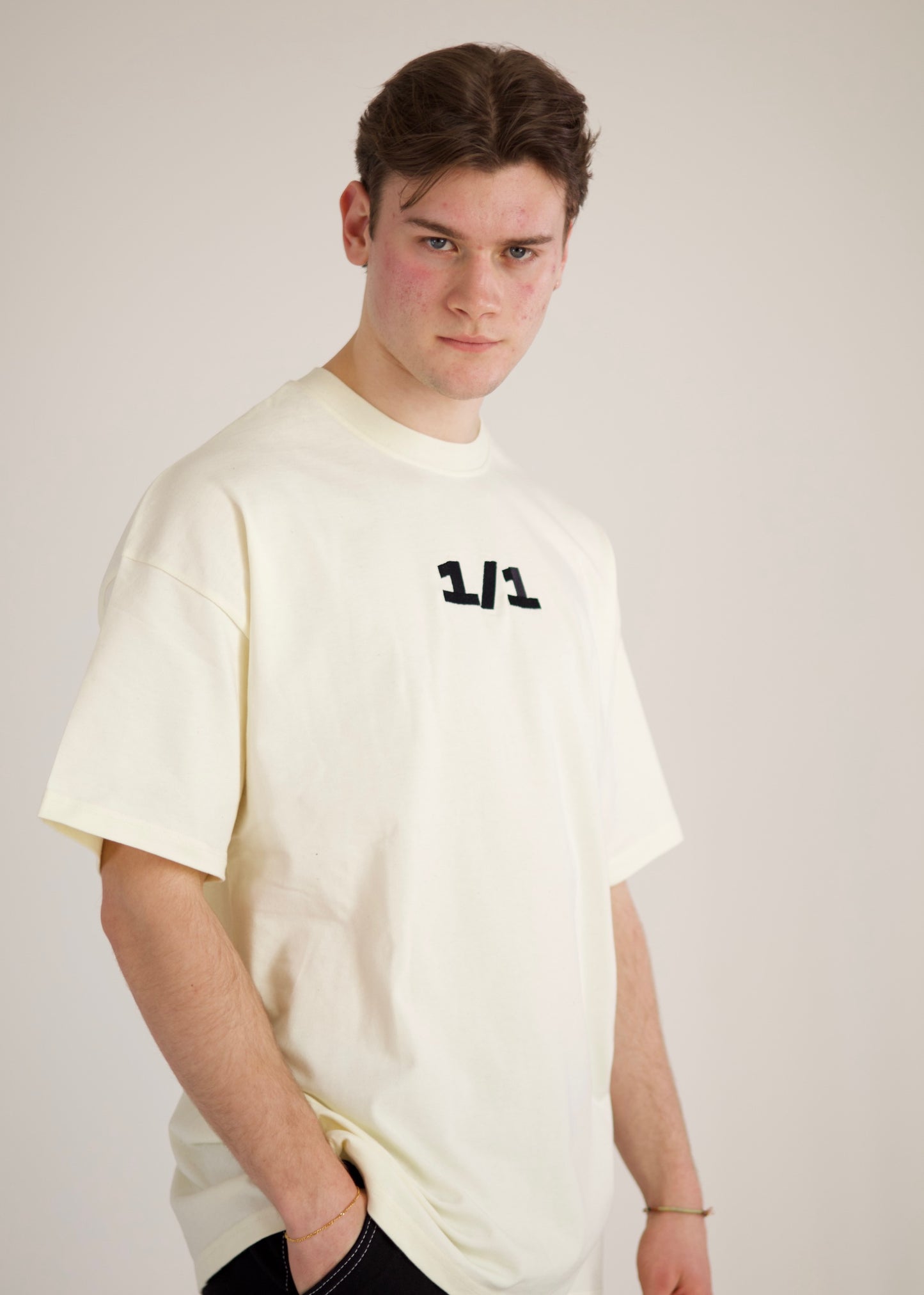 Contrast Collection Oversized Cream Tee